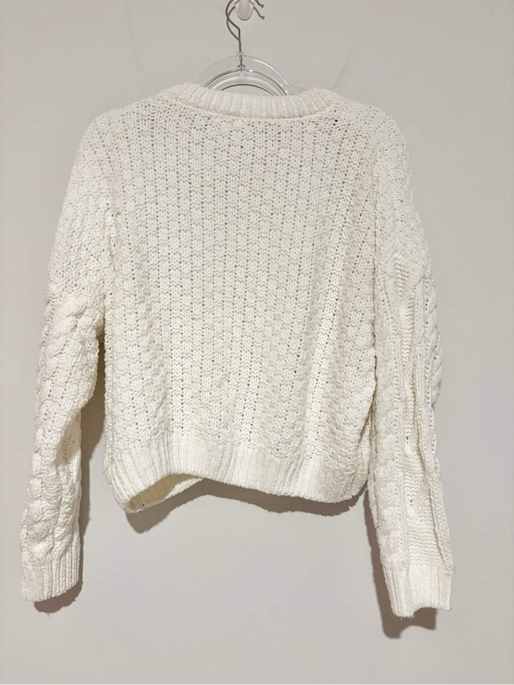 Altar’d State Cozy Cropped Cable Knit Sweater Cream size medium - Picture 2 of 5
